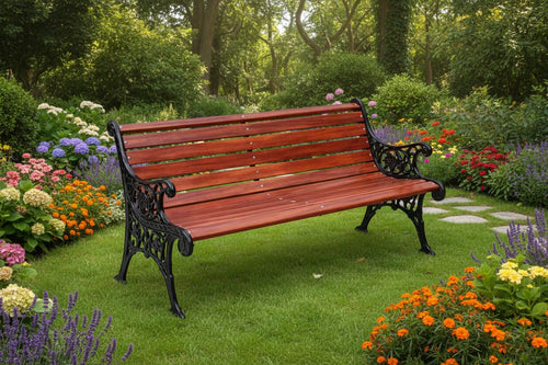 12m-outdoor-wooden-garden-bench-with-cast-iron-frame-kenya-6480005 - Anko Living