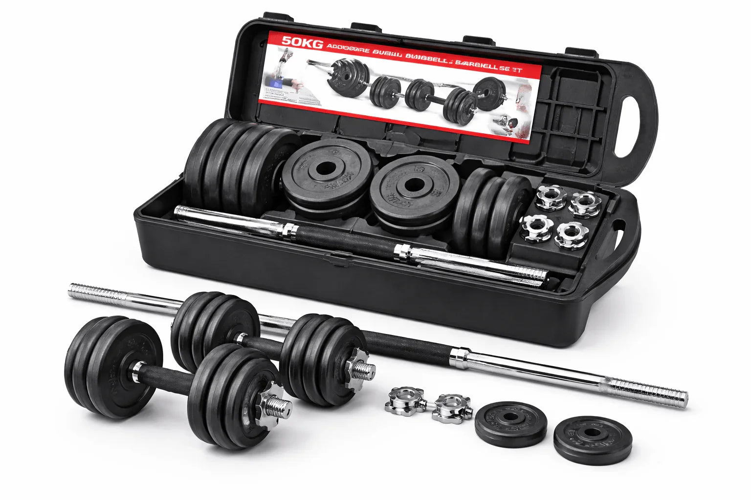 50kg-adjustable-dumbbell-barbell-set-with-case-kenya-3591213 - Anko Living