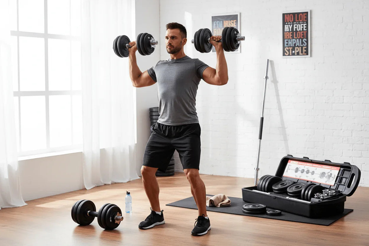 50kg-adjustable-dumbbell-barbell-set-with-case-kenya-5840531 - Anko Living