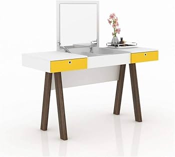 Tecnomobili PE2010 Dressing Table | Makeup Vanity with 2 Drawers & Pull-Up Mirror