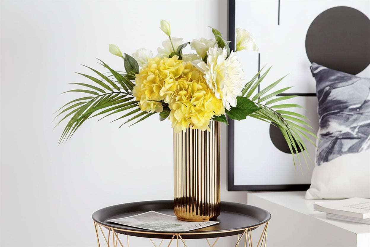 Gold Flower Vase | Modern Ceramic Table Vase | Luxury Home Décor Piece