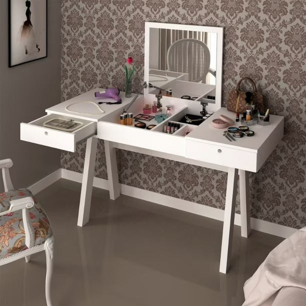 Tecnomobili PE2010 Dressing Table | Makeup Vanity with 2 Drawers & Pull-Up Mirror