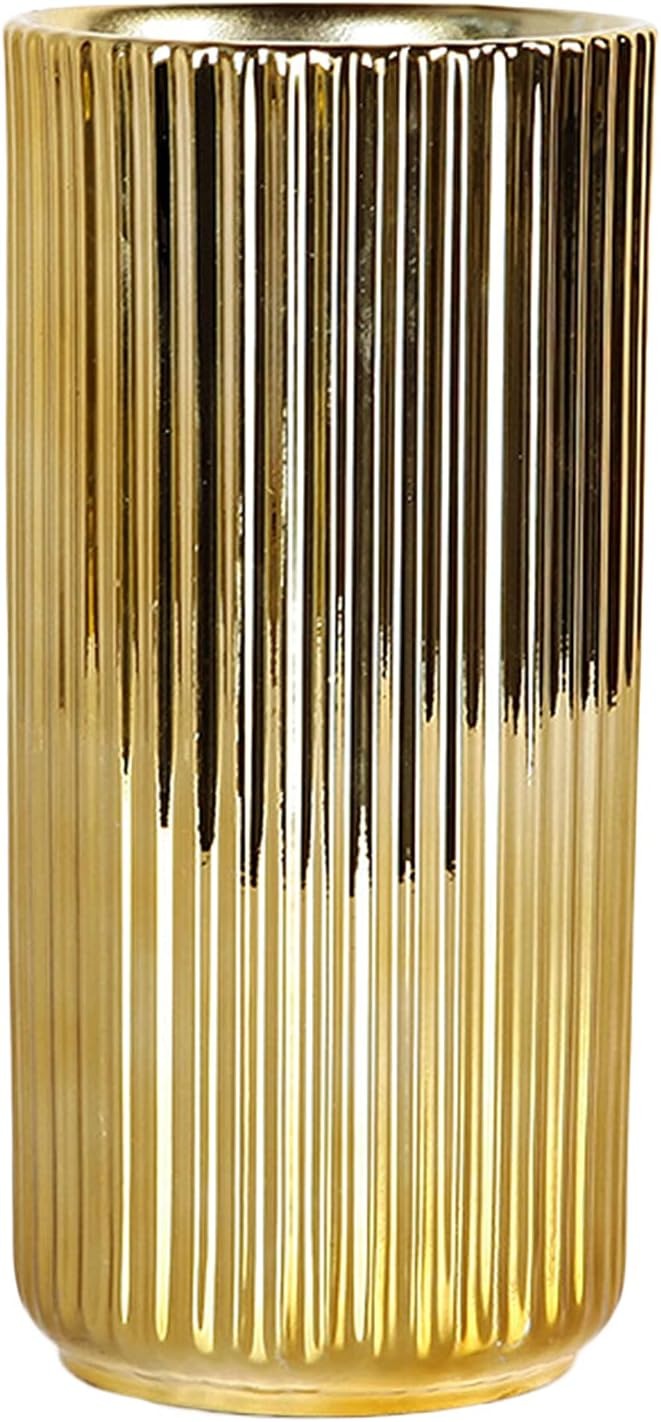 Gold Flower Vase | Modern Ceramic Table Vase | Luxury Home Décor Piece