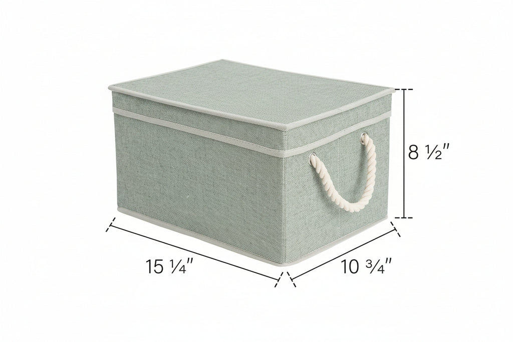 StorageWorks Fabric Storage Bins with Lids | Foldable Organizer Basket with Rope Handles