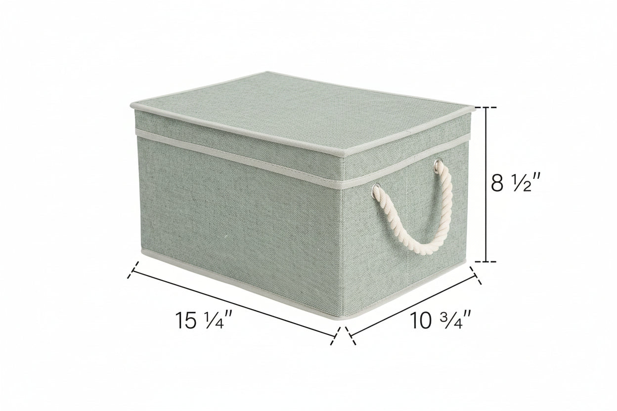 StorageWorks Fabric Storage Bins with Lids | Foldable Organizer Basket with Rope Handles