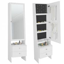 Tecnomobili PE2004 Dressing Table | White Makeup Vanity with Mirror & Metal Hangers