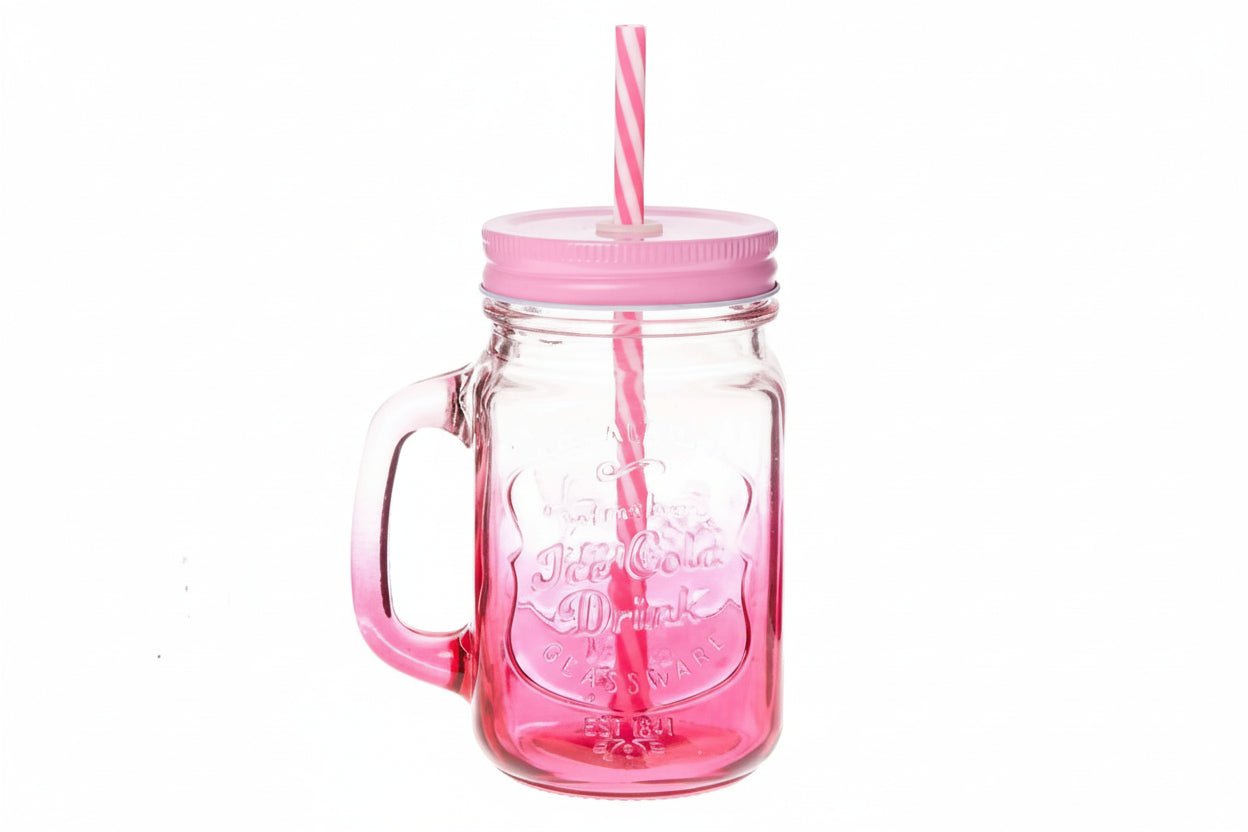mason-jar-500ml-with-lid-straw-8323832 - Anko Living