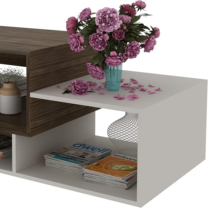 tecnomobili-coffee-table-d54-x-w110-x-h457cm-walnut-white-1135806 - Anko Living