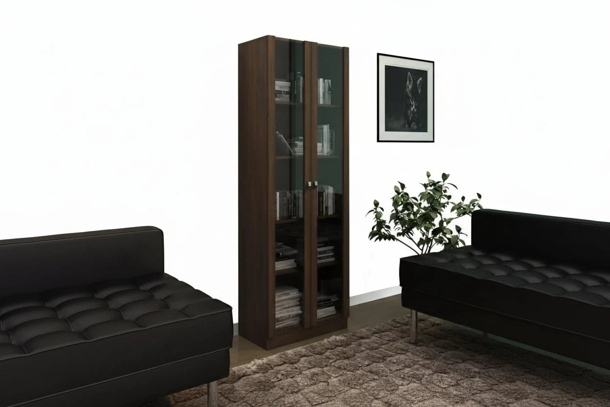 tecnomobili-office-cabinet-with-2-glass-doors-w60-x-h1715-x-d315cm-tobacco-7469816 - Anko Living
