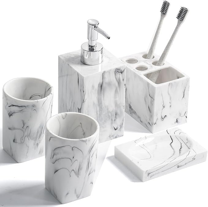 the-fashion-marble-bathroom-set-5-pieces-4251657 - Anko Living