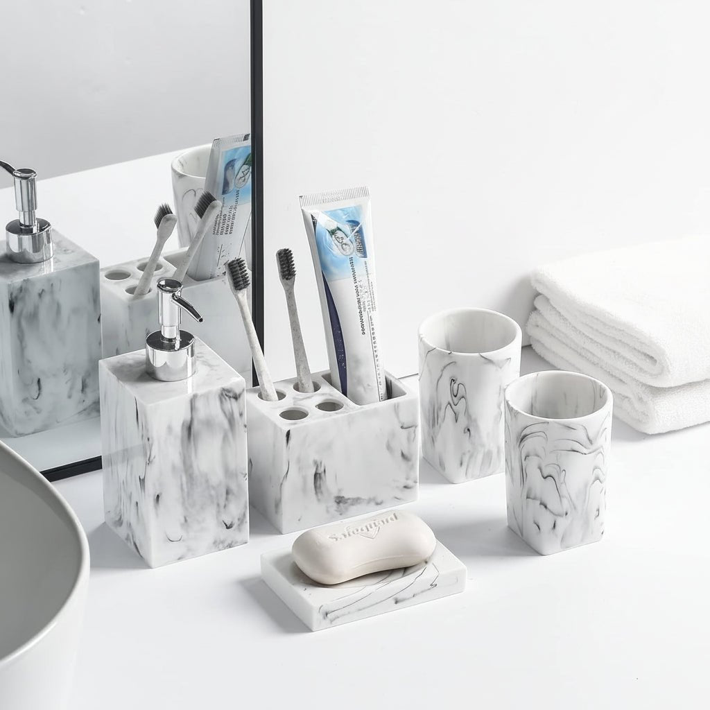 the-fashion-marble-bathroom-set-5-pieces-6741676 - Anko Living